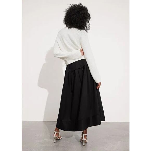 & Other Stories V-Cut Knit Jumper White Ribbed Raglan Pullover Sweater SZ L - Picture 5 of 13